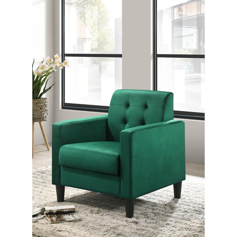 Hale Green Velvet Accent Armchair with Tufting