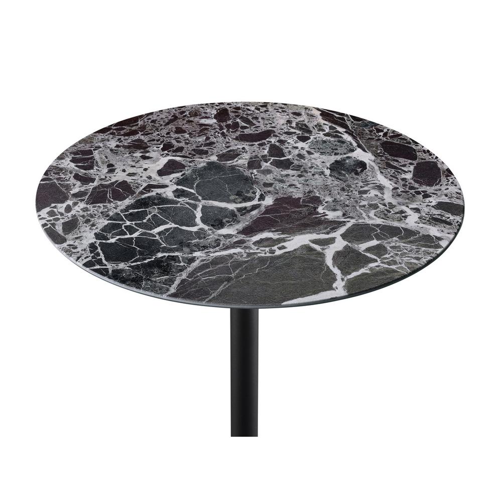 Orbit End Table with Height Adjustable Black Marble Textured Top
