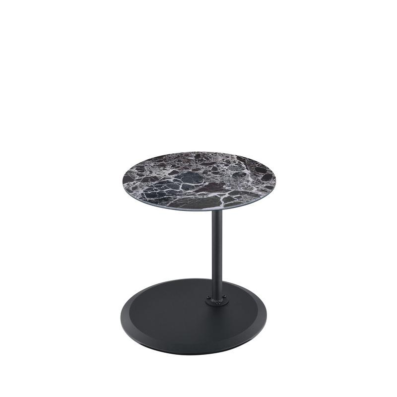 Orbit End Table with Height Adjustable Black Marble Textured Top