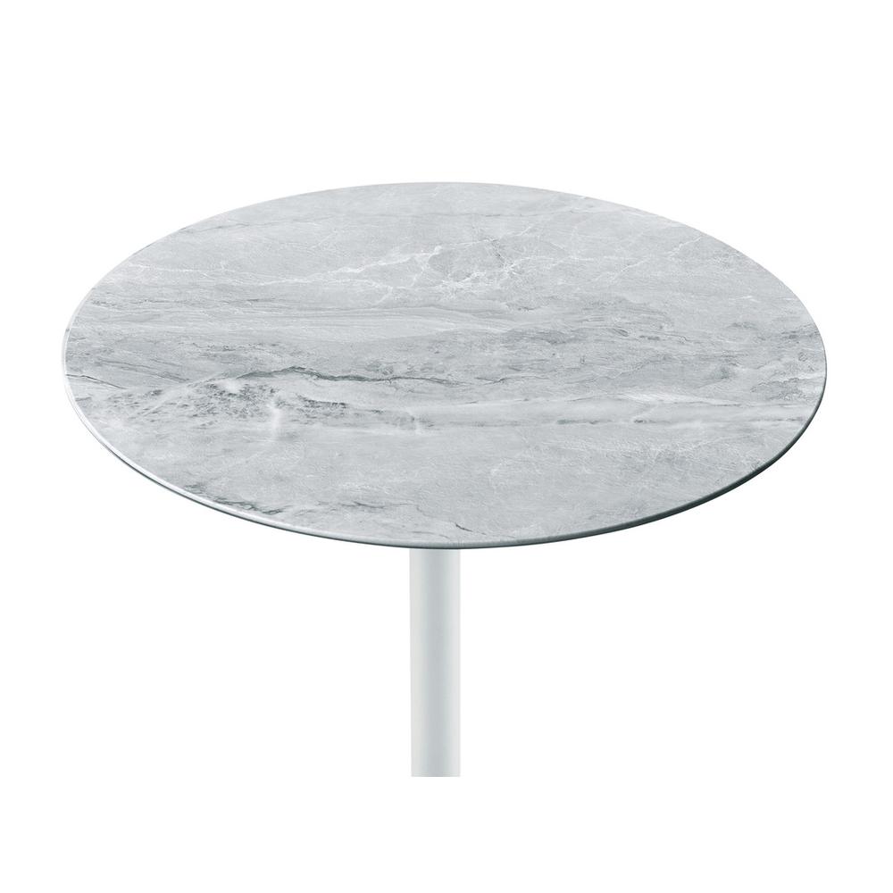 Orbit End Table with Height Adjustable Gray Marble Textured Top