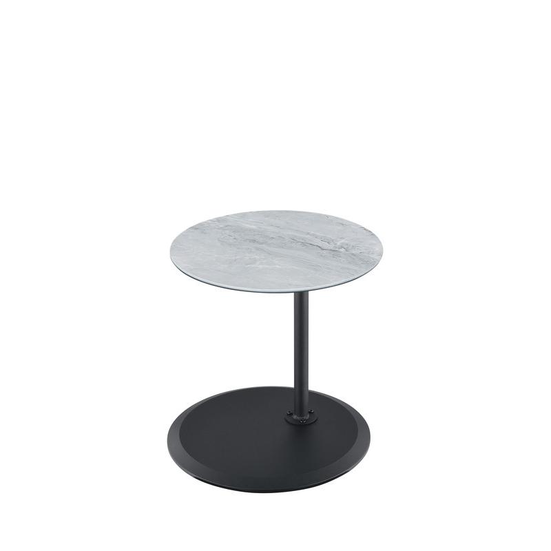 Orbit End Table with Height Adjustable Gray Marble Textured Top