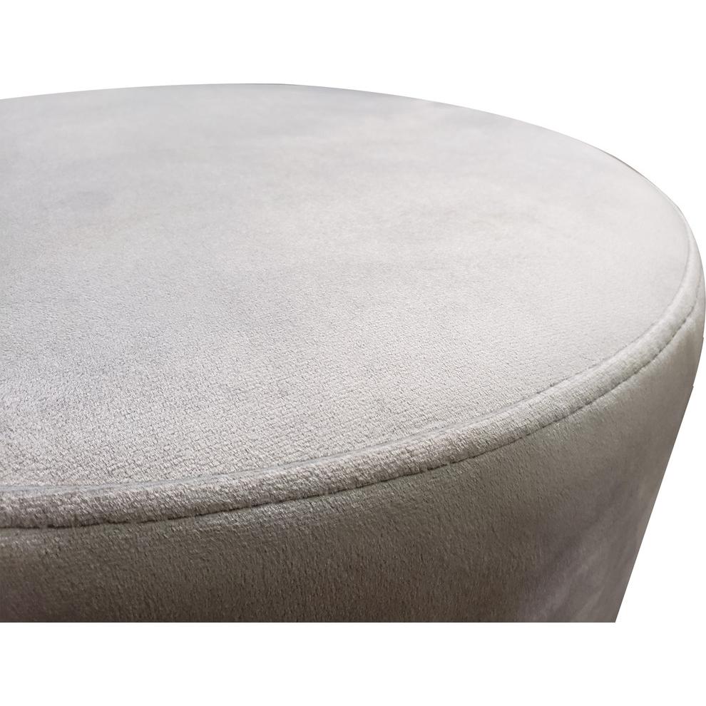 Best Master Furniture Dalvik Round Velvet Accent Stool in Gray/Gold Base