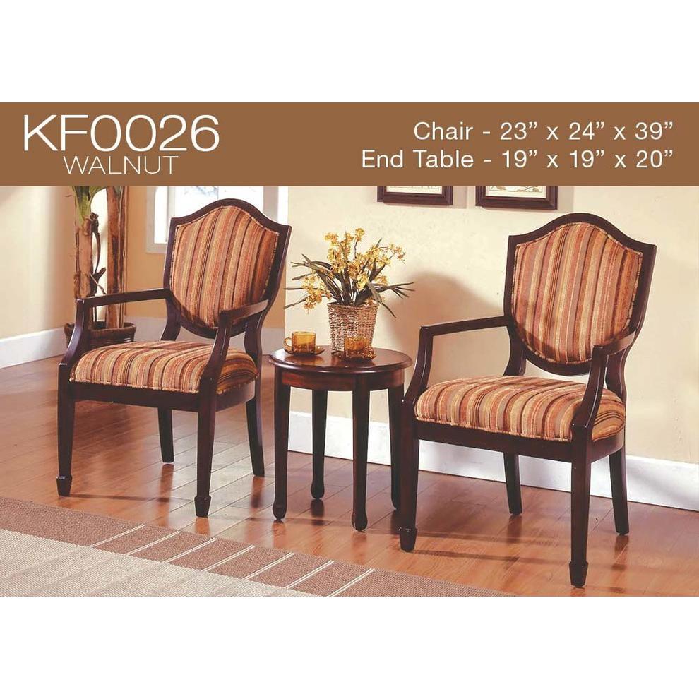 Best Master 3-Piece Traditional Fabric Upholstered Living Room Set in Walnut