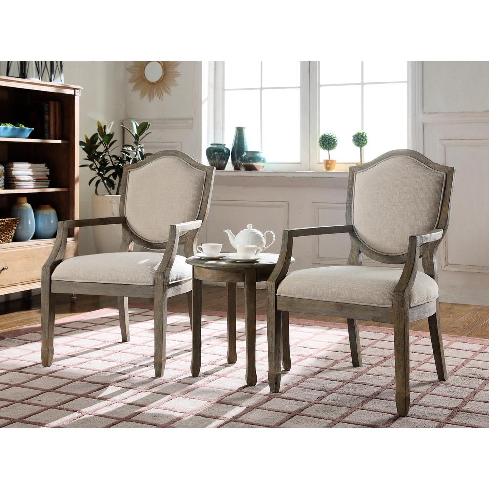 Best Master Kourtney 3-Piece Wood and Fabric Living Room Set in Antique Natural