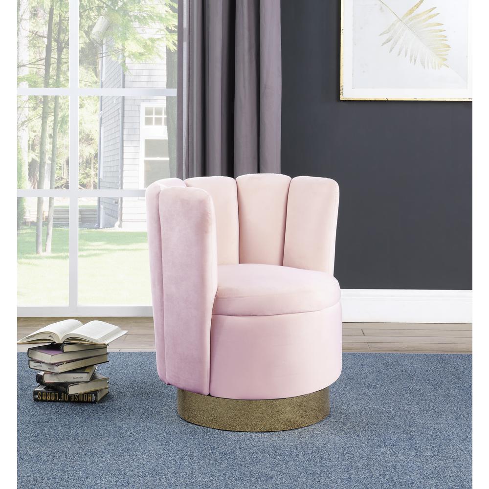 Ellis Velvet Upholstered Swivel Accent Chair in Pink Velvet