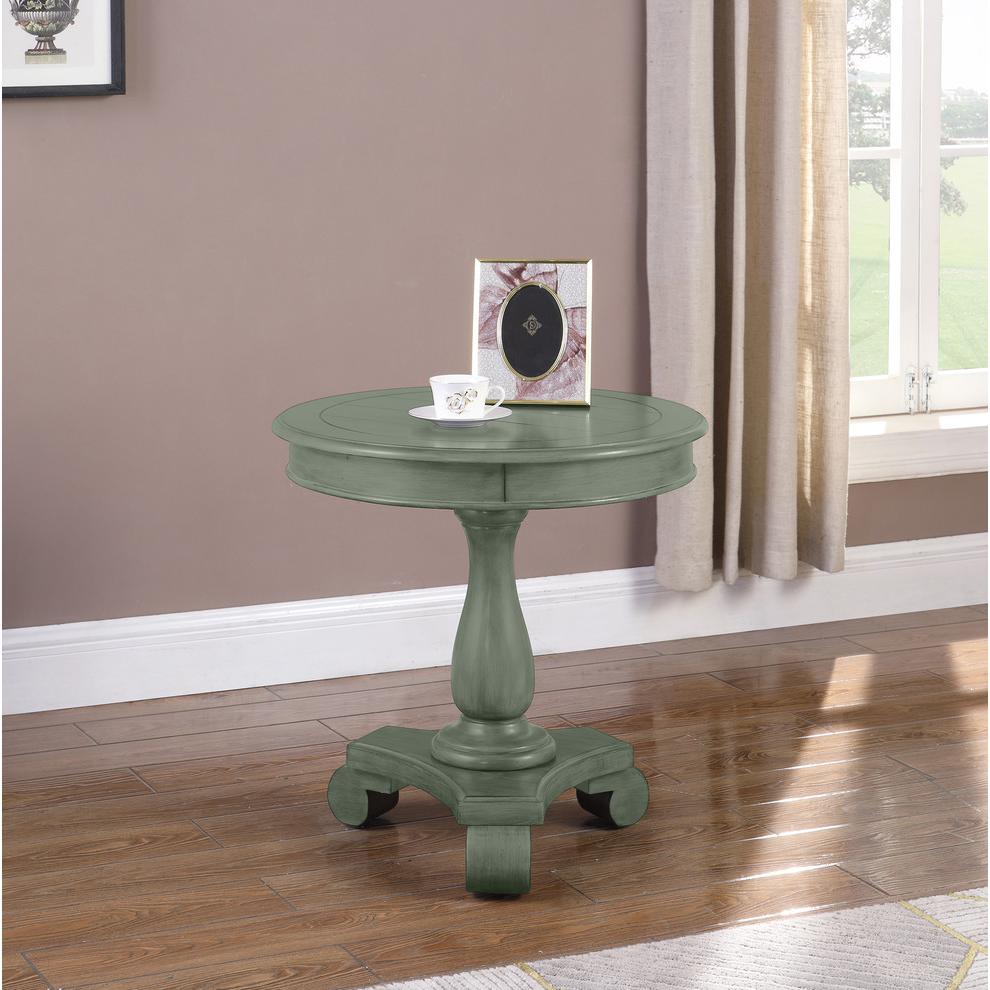 Best Master Furniture Engineered Wood Round End Table in Antique Teal