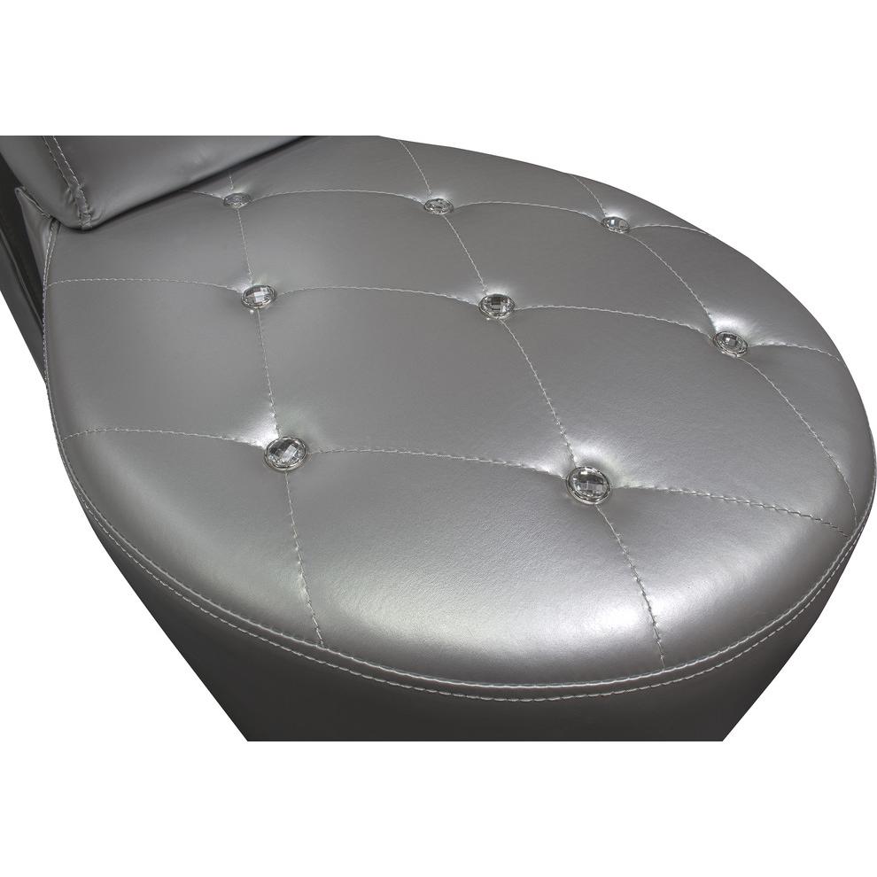 Best Master High Heel Faux Leather Crystal Studs Shoe Chair in Silver