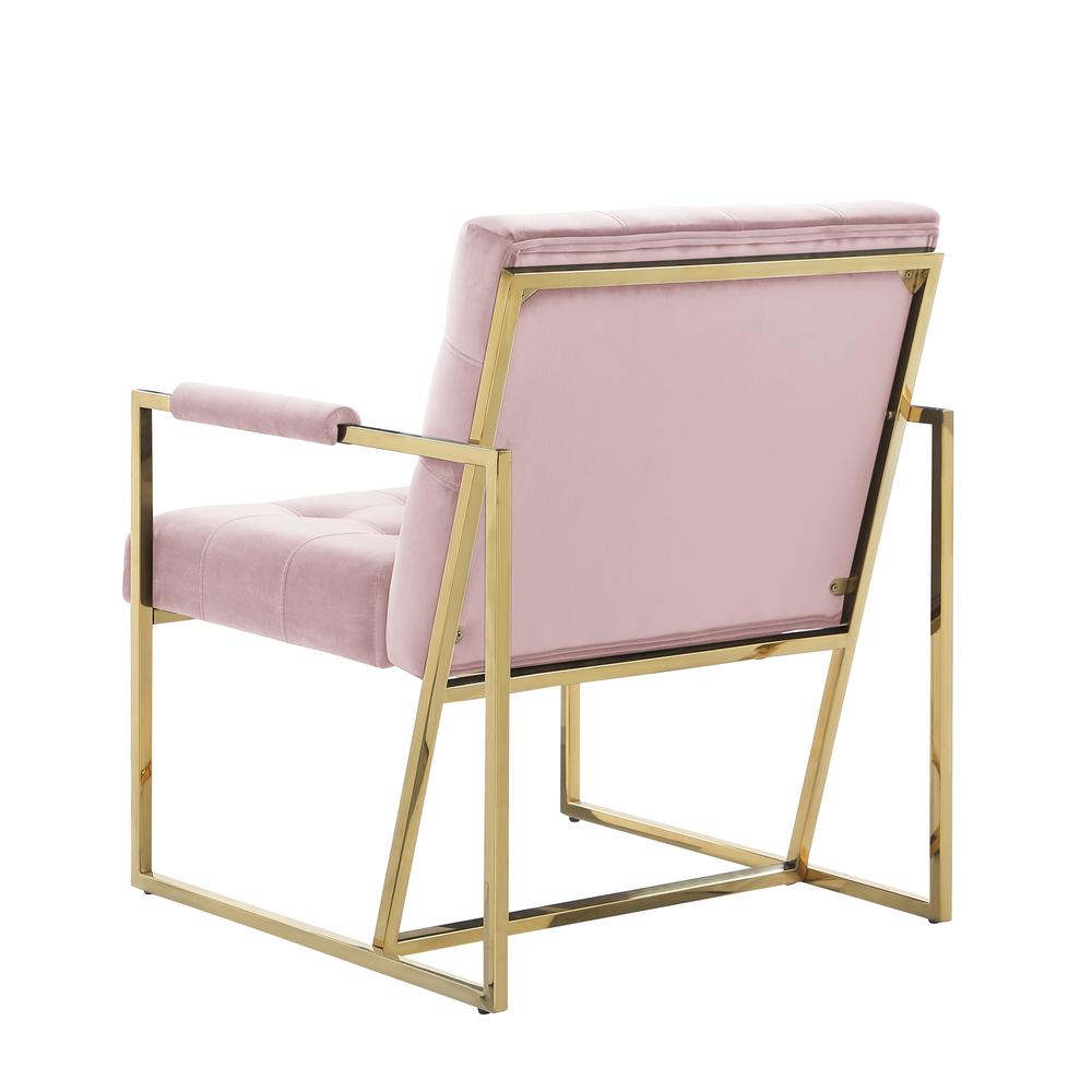 Luxor Pink Velvet Modern Accent Chair in Gold