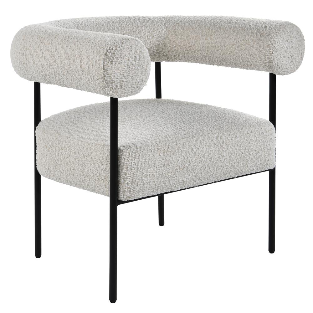 Shena Cream Boucle Fabric with Black Leg Accent Chair