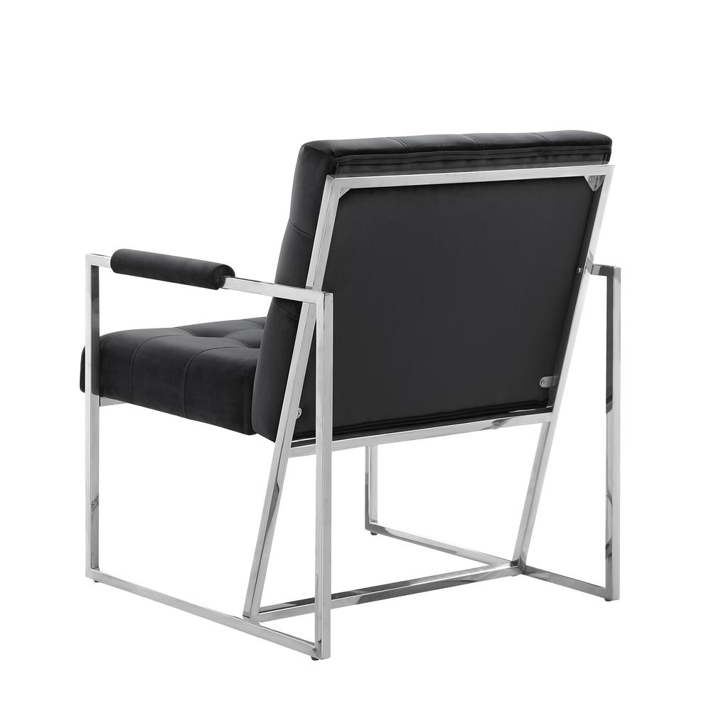 Luxor Black Velvet Modern Accent Chair in Silver