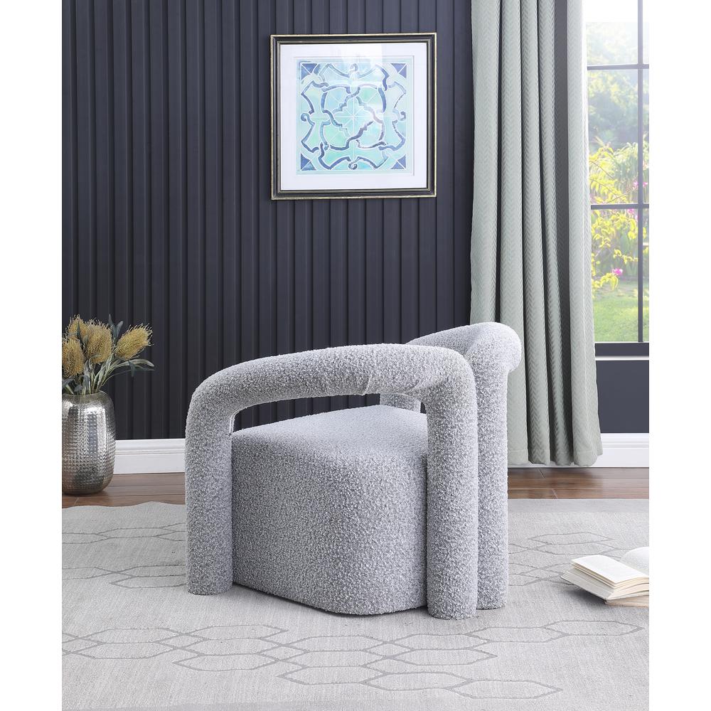 Troilus Grey Boucle Fabric Accent Chair