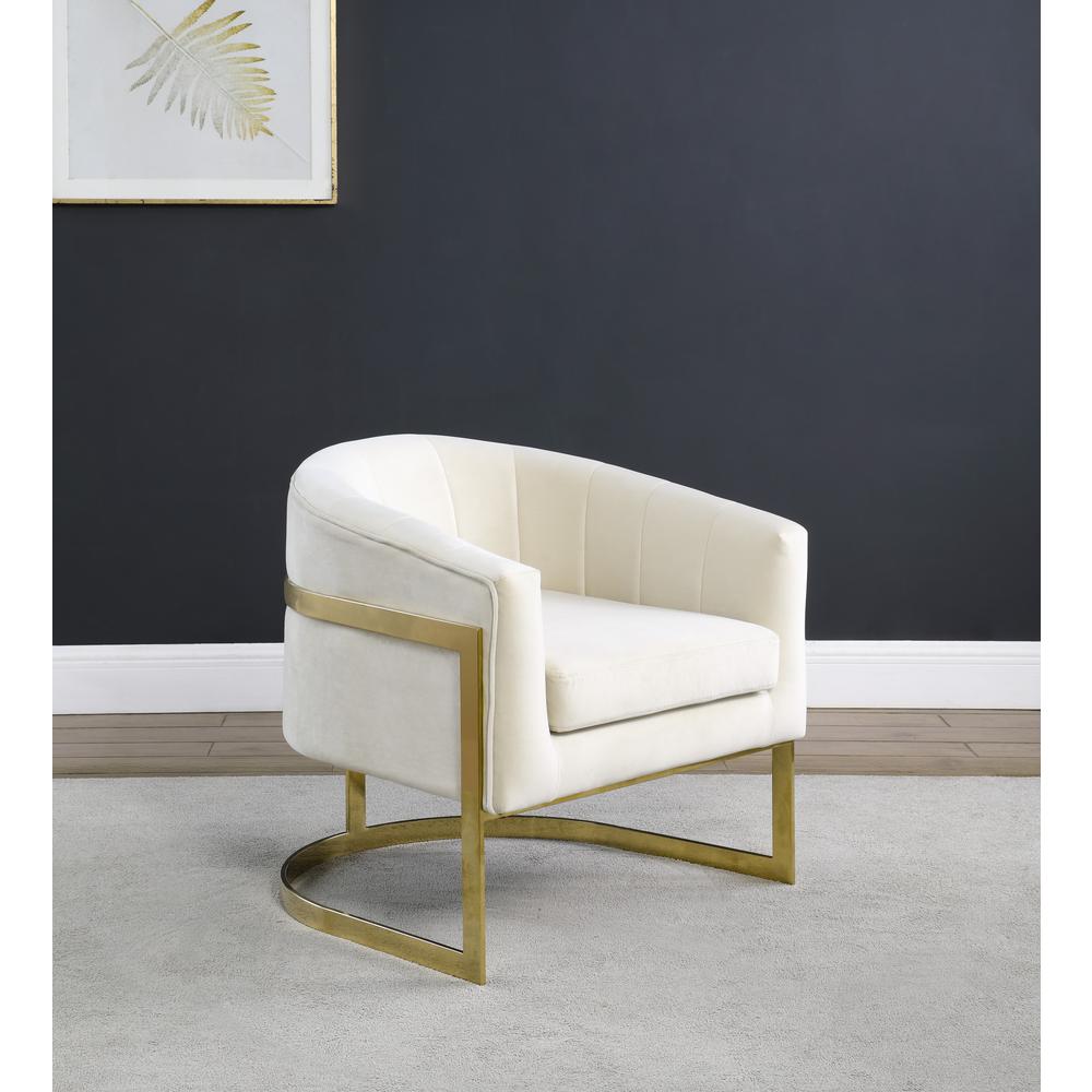 Traxmon Velvet Upholstered Accent Chair in Cream