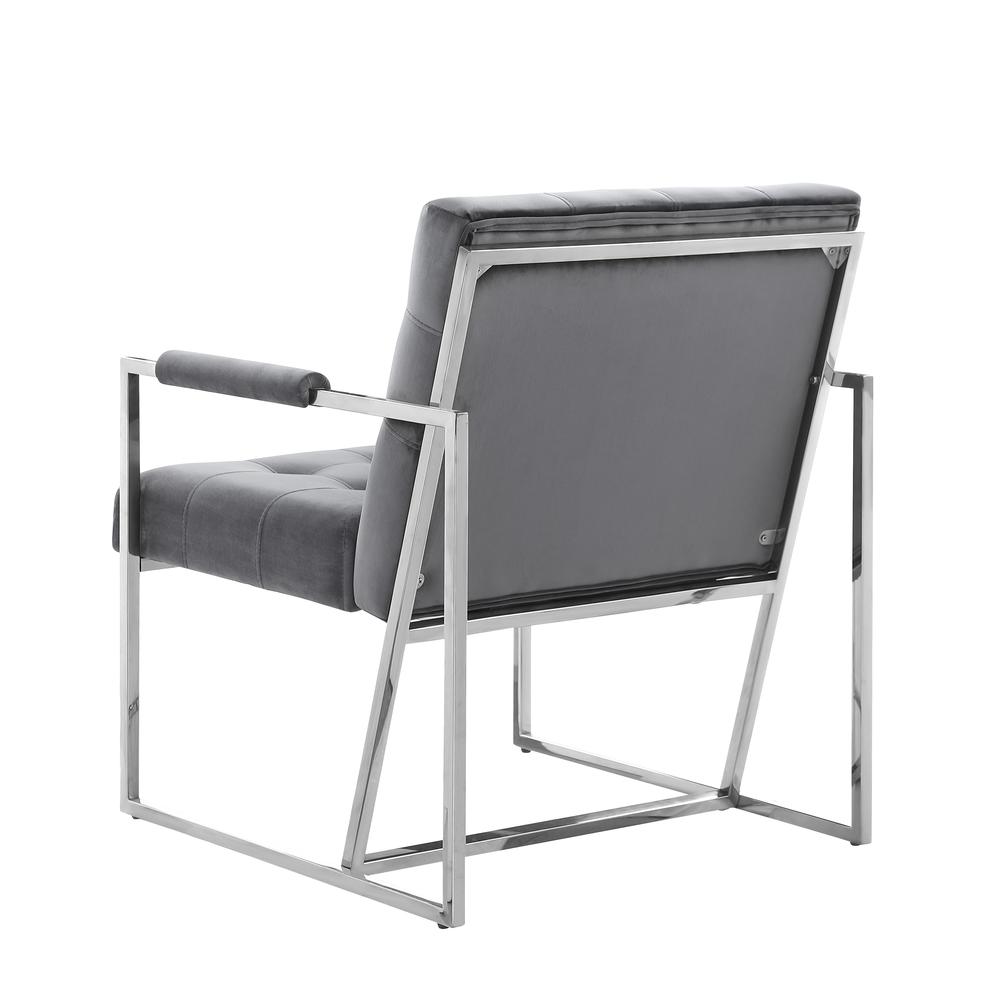 Luxor Gray Velvet Modern Accent Chair in Silver