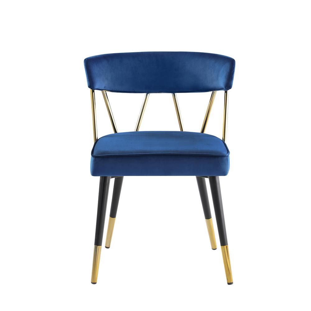 Aireys Navy Velvet Armless Chair with Gold Accents (Set of 2)