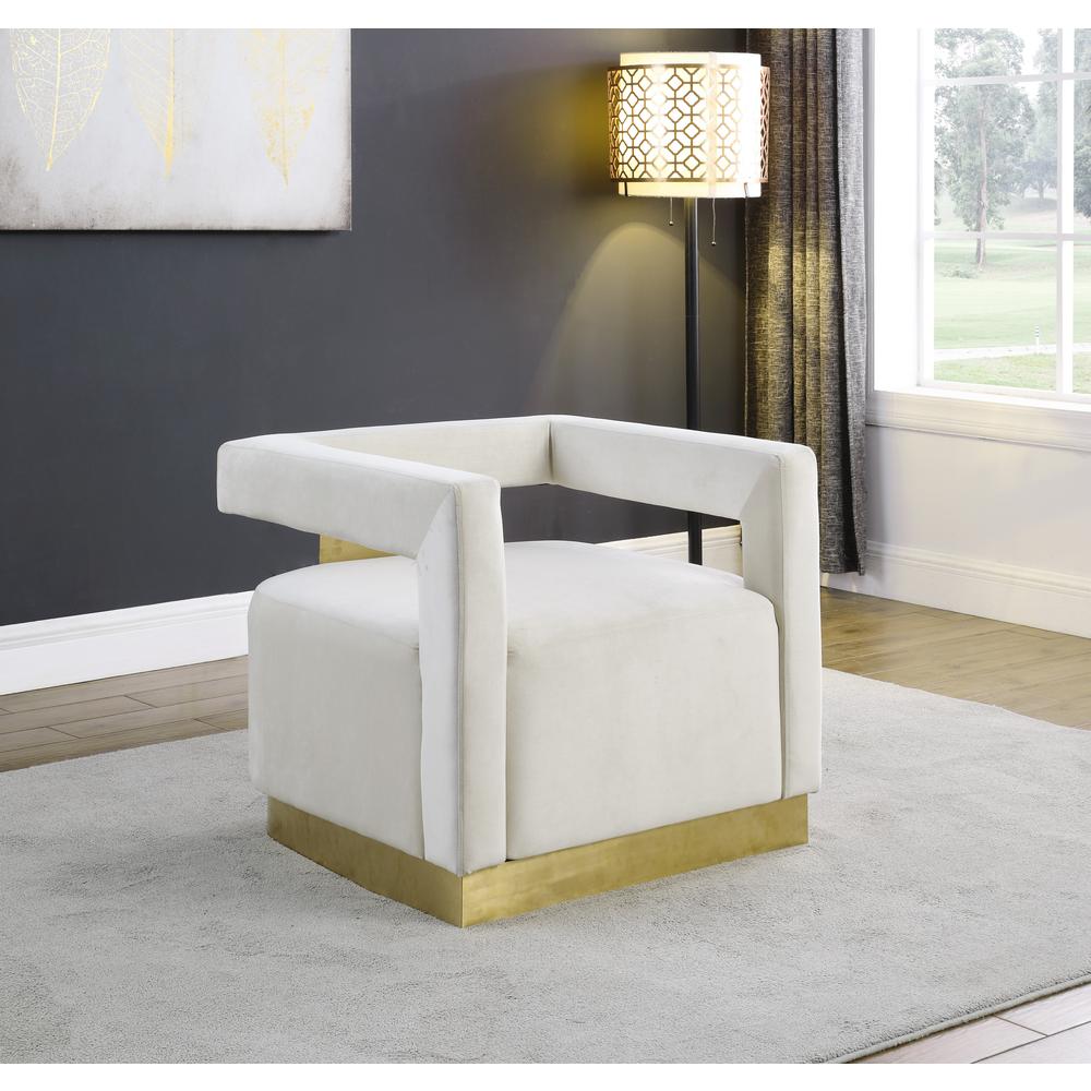 Connor Velvet Upholstered Accent Chair in Cream