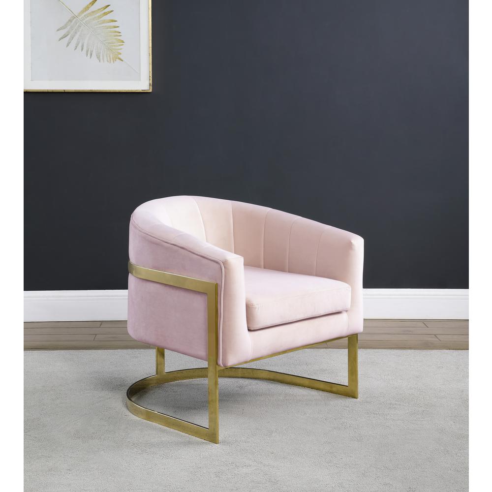 Traxmon Velvet Upholstered Accent Chair in Pink
