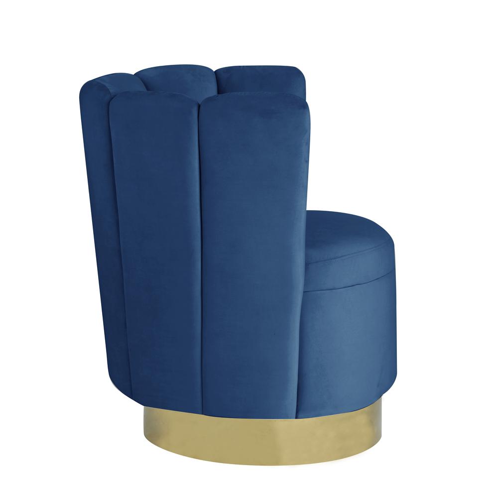 Ellis Velvet Upholstered Swivel Accent Chair in Blue Velvet