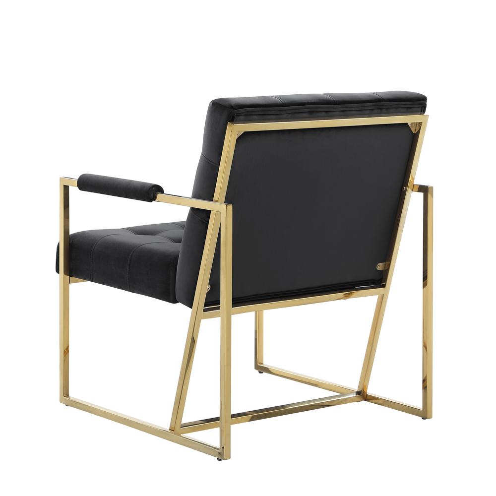 Luxor Black Velvet Modern Accent Chair in Gold