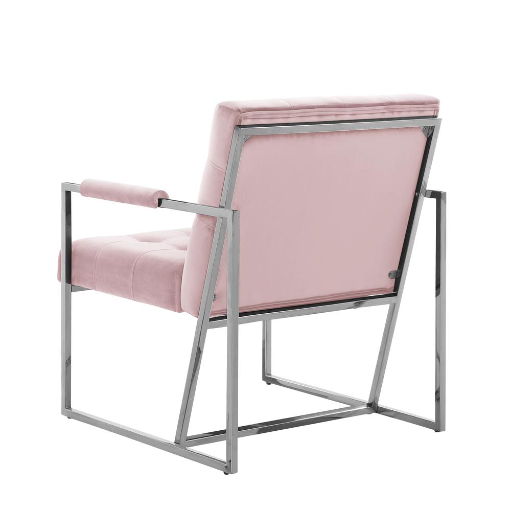 Luxor Pink Velvet Modern Accent Chair in Silver