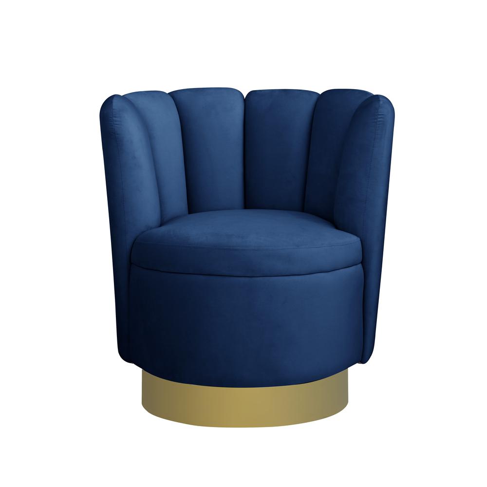 Ellis Velvet Upholstered Swivel Accent Chair in Blue Velvet