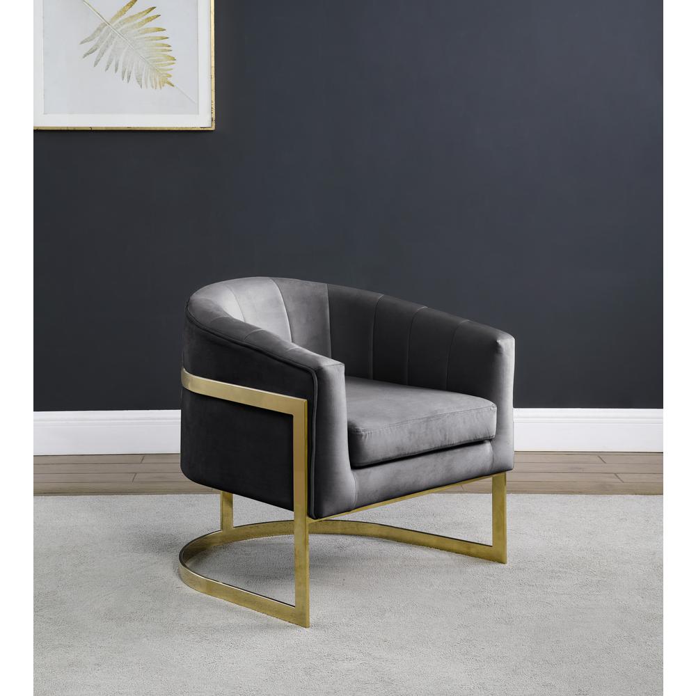 Traxmon Velvet Upholstered Accent Chair in Gray