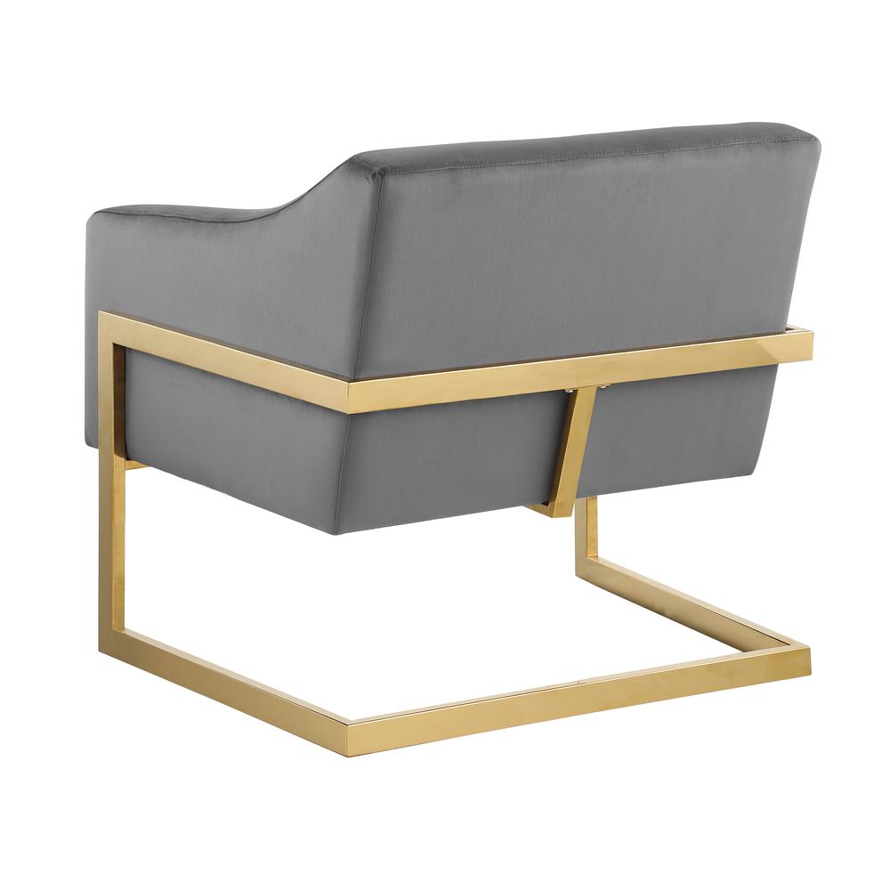 Hampshire Gray Velvet with Gold Stainless Steel Modern Accent Chair
