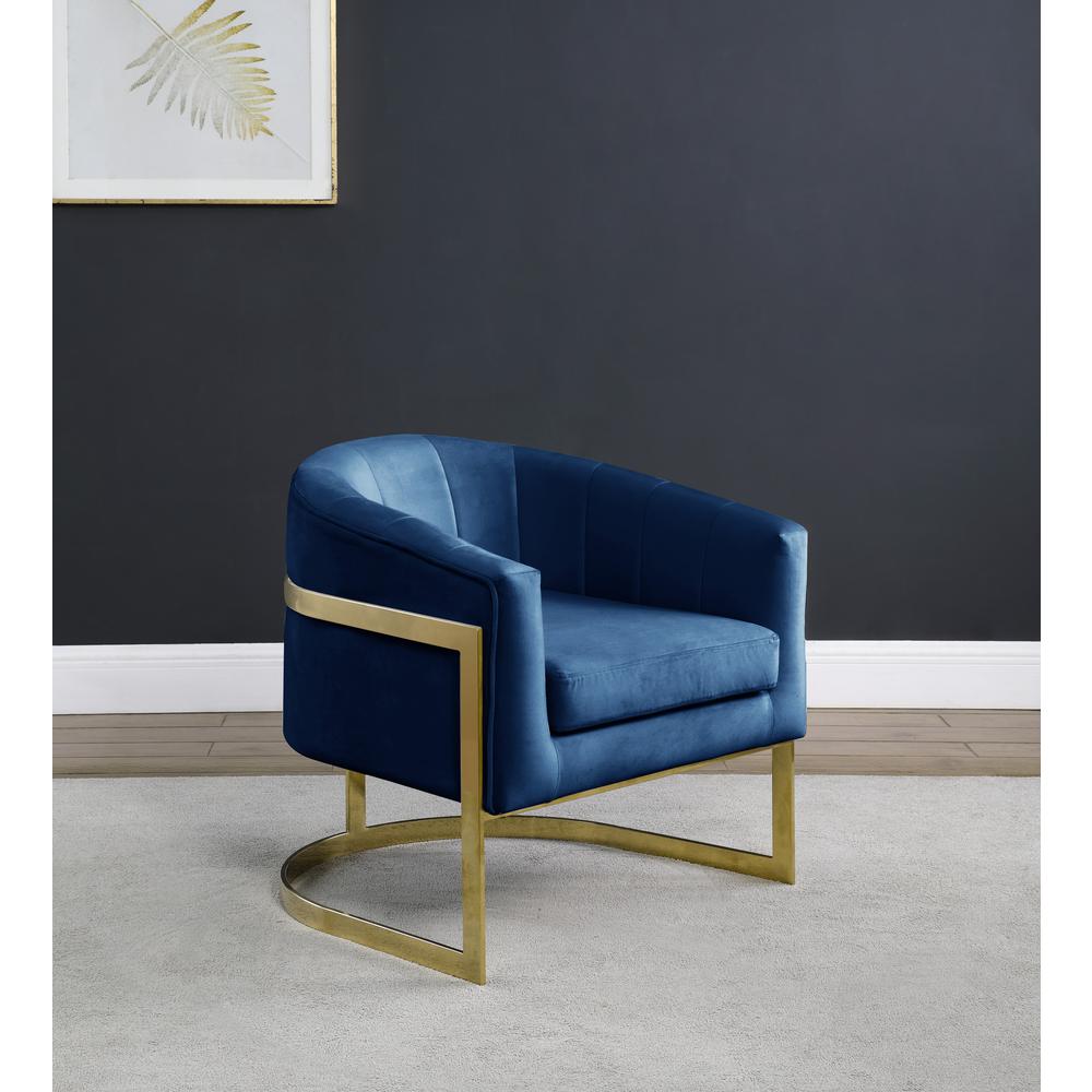 Traxmon Velvet Upholstered Accent Chair in Blue Velvet