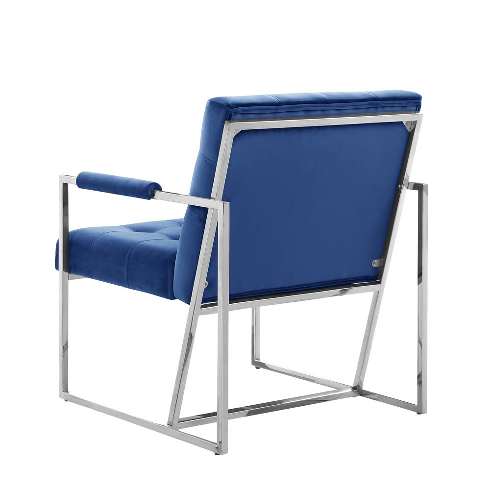 Luxor Blue Velvet Modern Accent Chair in Silver