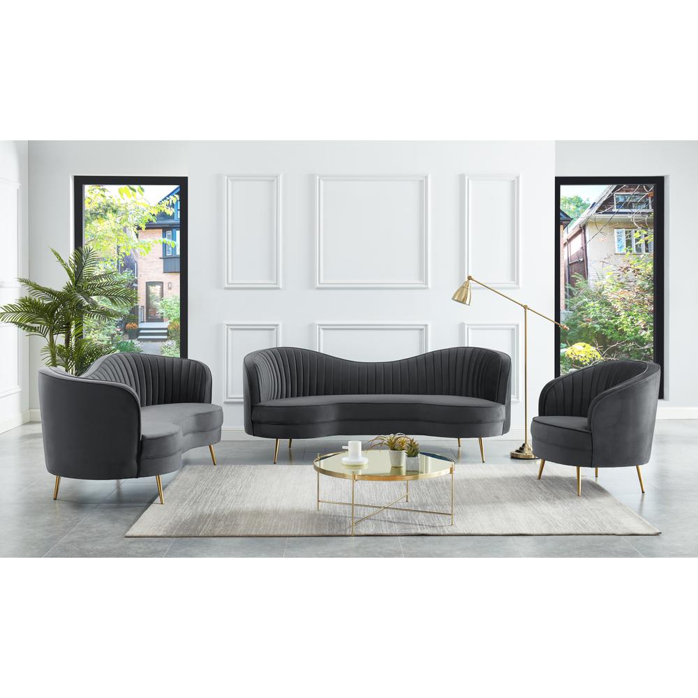 Wallace Modern Velvet Accent Chair in Gray