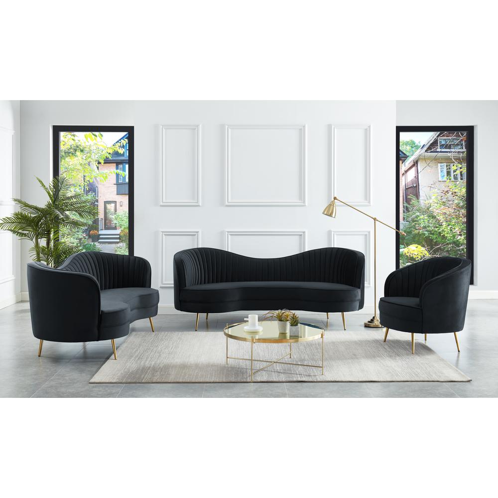 Wallace Modern Velvet Accent Chair in Black