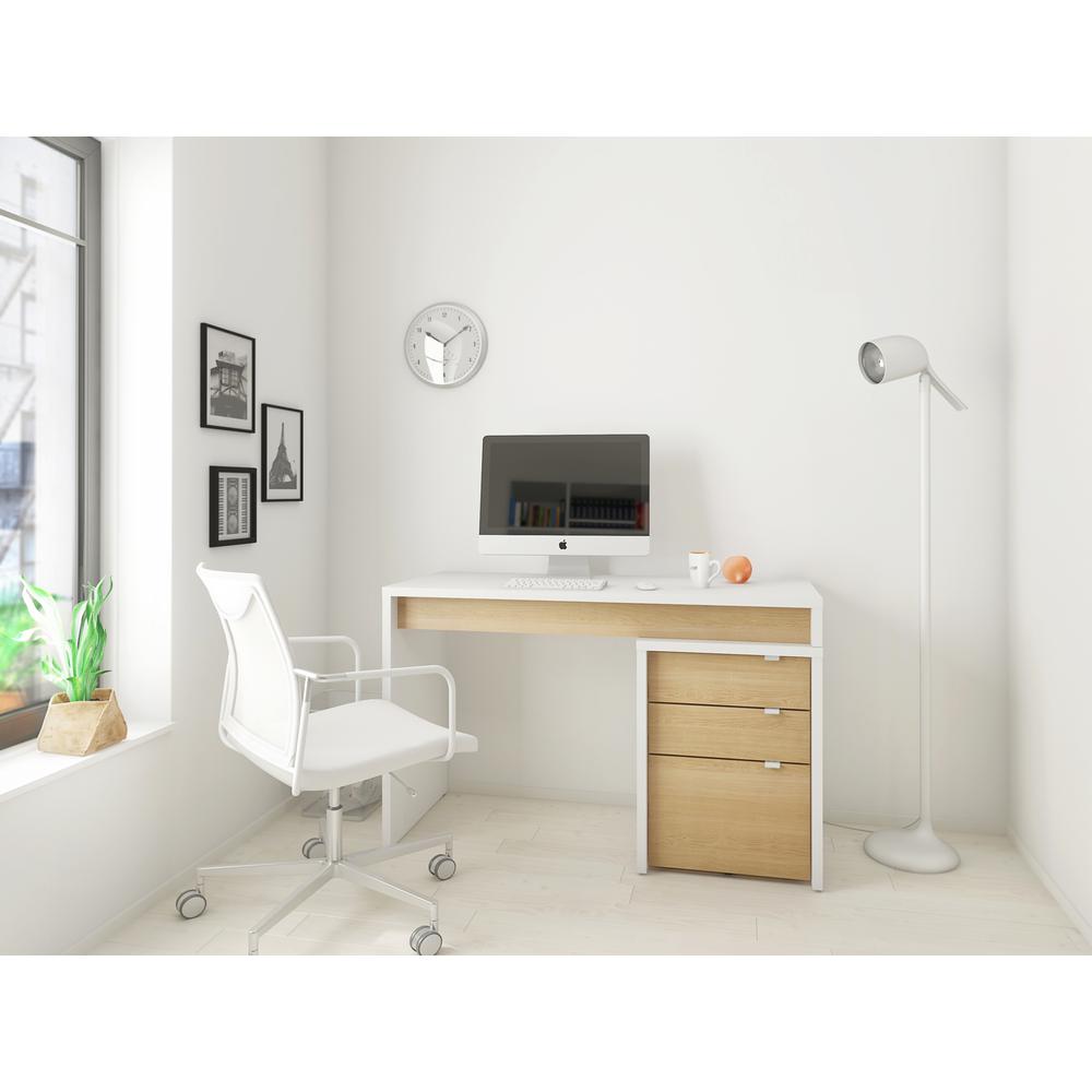 Multi-Purpose Storage Office Storage And Filling Cabinet, White & Natural Maple