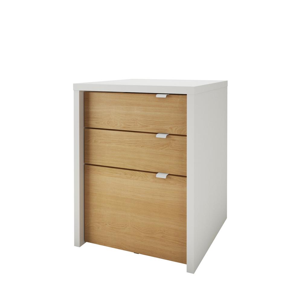 Multi-Purpose Storage Office Storage And Filling Cabinet, White & Natural Maple
