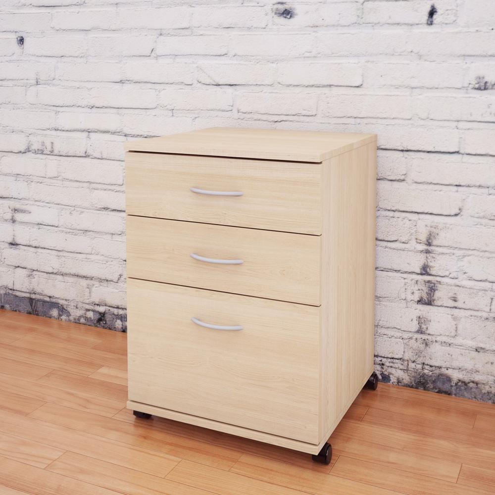 2-Piece Home Office With Desk & 2-Drawer Filling Cabinet, White & Natural Maple