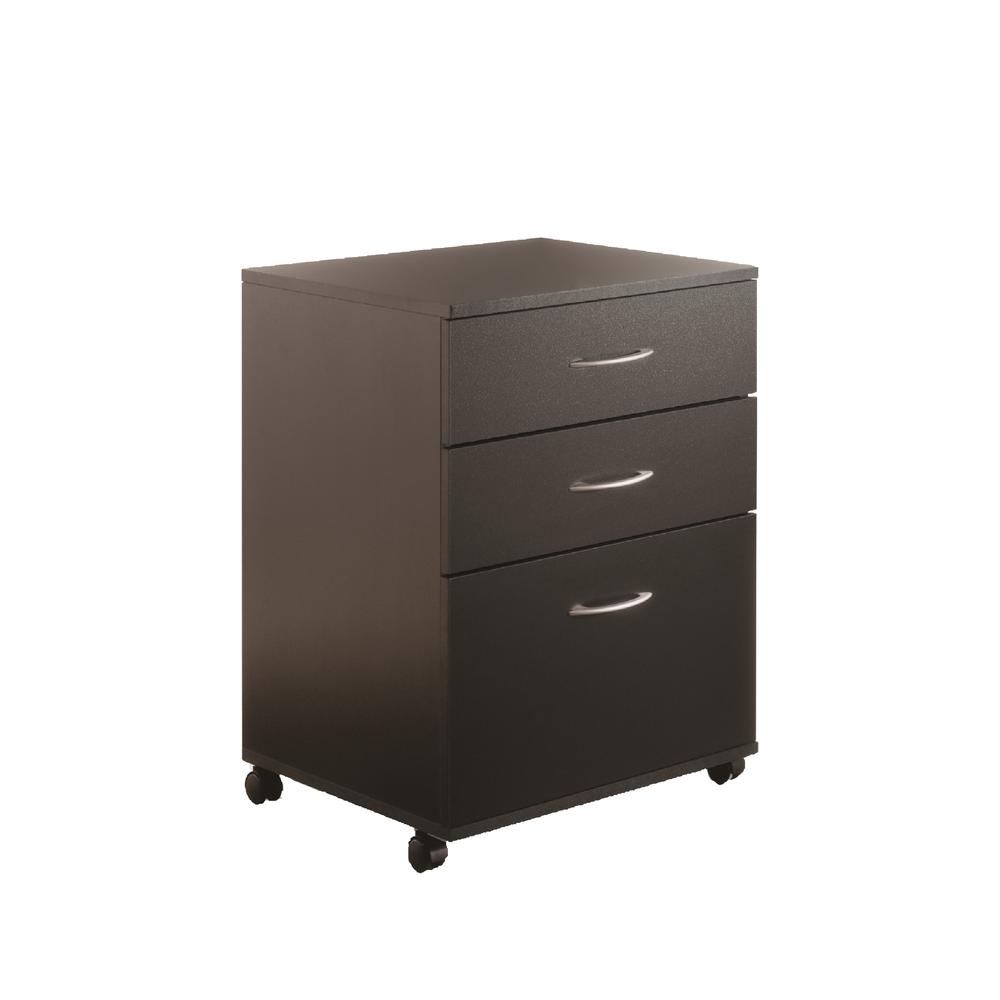 2-Piece Home Office With Desk & 2-Drawer Filling Cabinet, Black & White