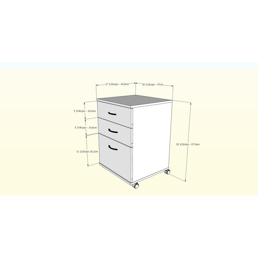 3-Drawer Essentials Rolling Filing Cabinet, Natural Maple