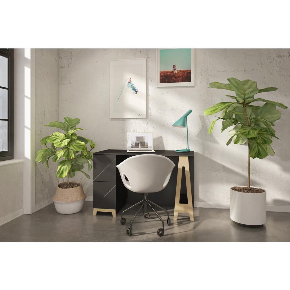 2-Drawer Home Office Desk, Black