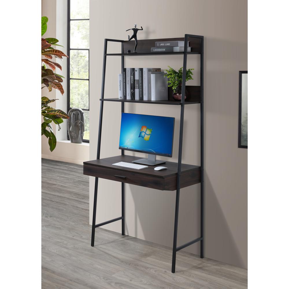 Accent Desk/Bookshelf, Sable Brown/Metal