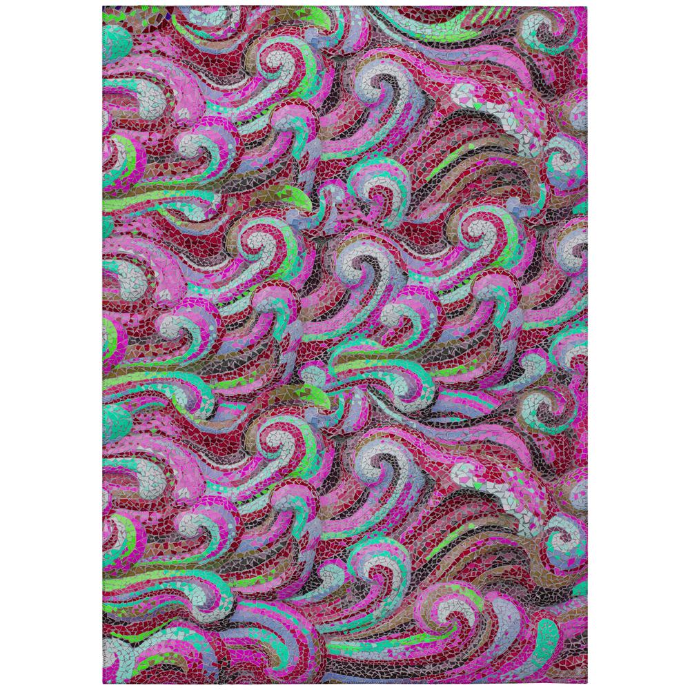 Indoor/Outdoor Surfside ASR44 Raspberry Washable 3' x 5' Rug