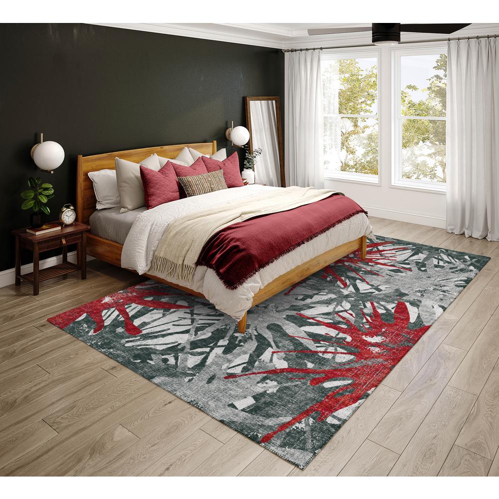 Bravado Red Contemporary Color Splash 9' x 12' Area Rug Red ABV36