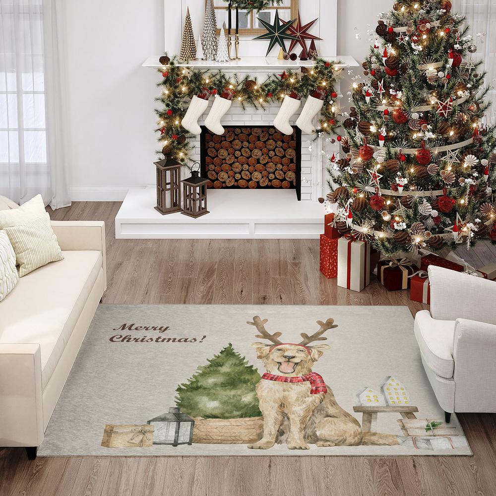 Indoor/Outdoor Cozy Winter ACW38 Taupe Washable 3' x 5' Rug