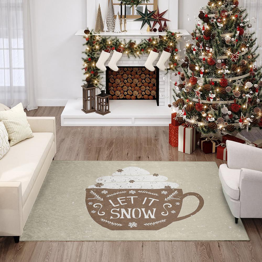 Indoor/Outdoor Cozy Winter ACW37 Brown Washable 3' x 5' Rug