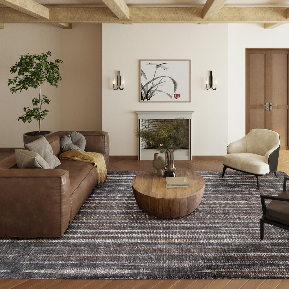 Waverly Brown Contemporary Striped 9' x 12' Area Rug Brown AWA31