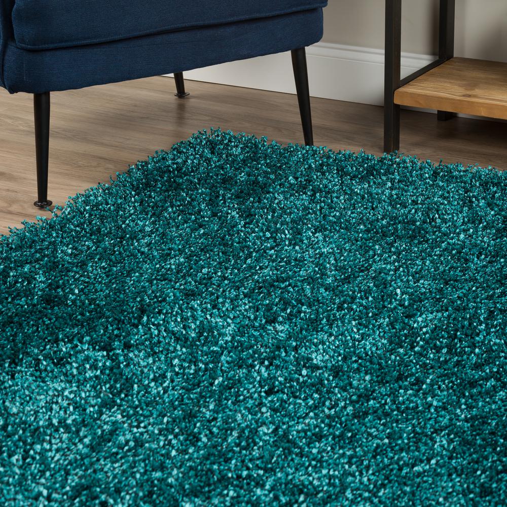 Addison Sommer Solid Peacock Balloon Shag 2' x 3'  Accent Rug