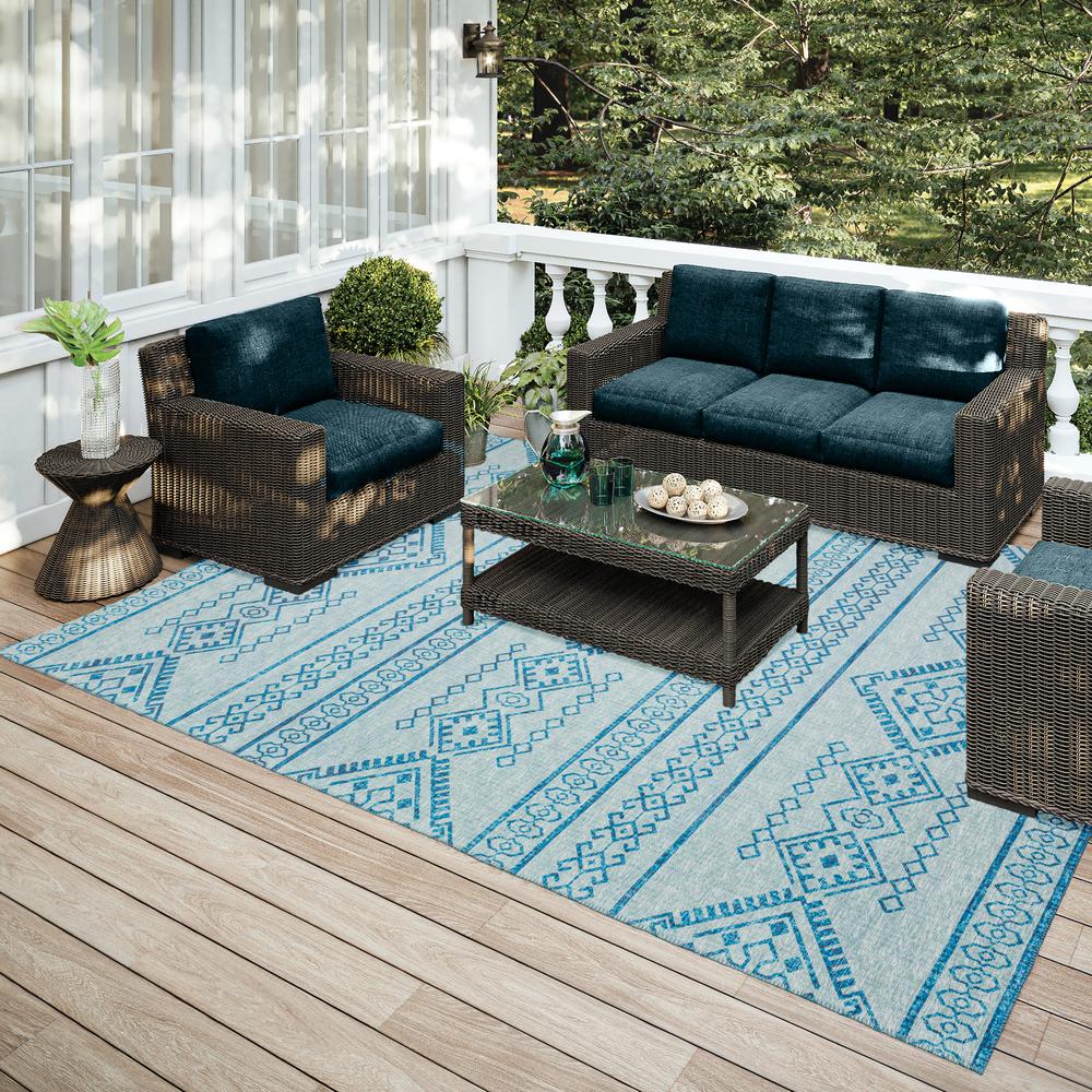 Yuma Blue Transitional Southwest 3' x 5' Area Rug Blue AYU44