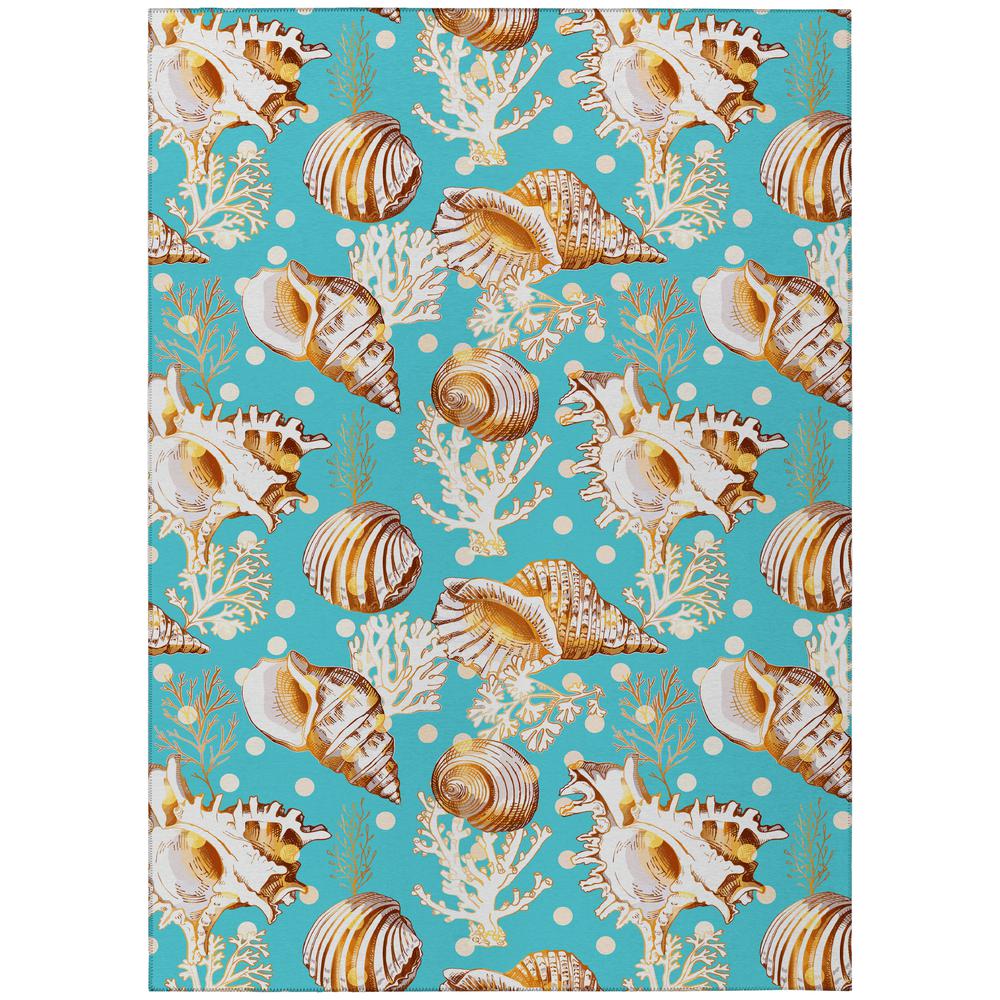 Indoor/Outdoor Surfside ASR36 Aqua Washable 5' x 7'6" Rug