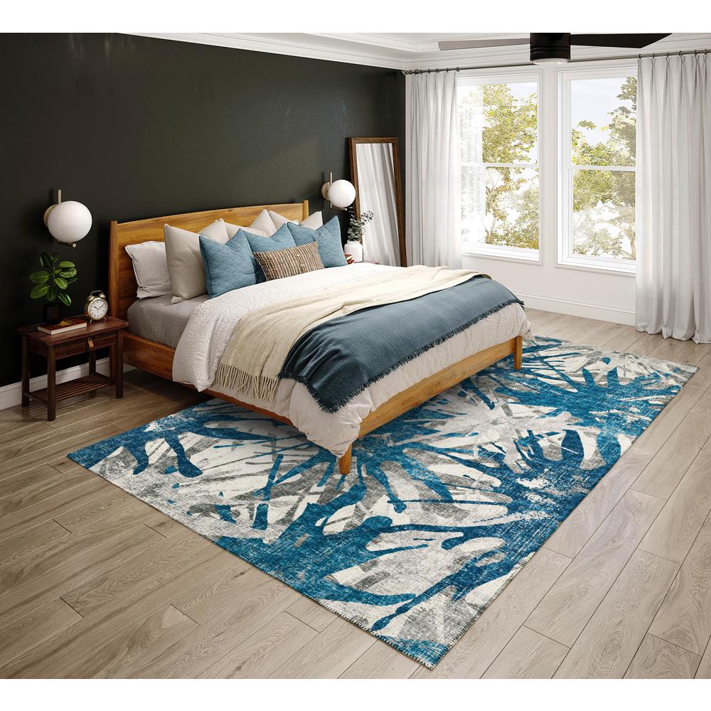 Bravado Blue Contemporary Color Splash 3' x 5' Area Rug Blue ABV36