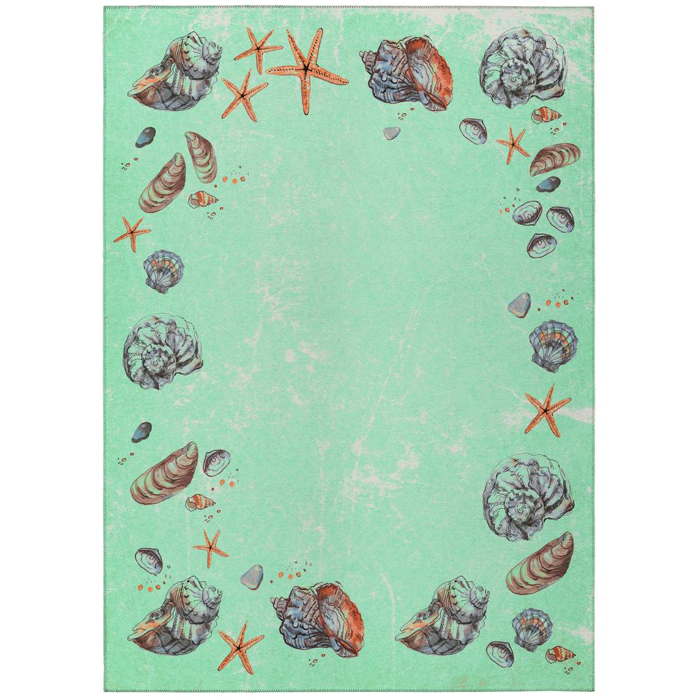 Indoor/Outdoor Surfside ASR39 Green Washable 5' x 7'6" Rug
