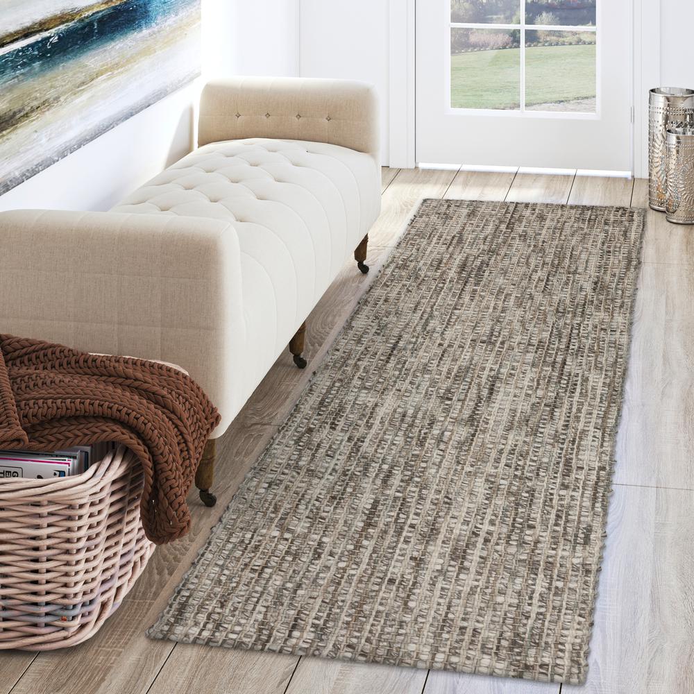 Addison Harrison Mushroom Casual Natural Wool 2’3" x 7’6" Runner Rug