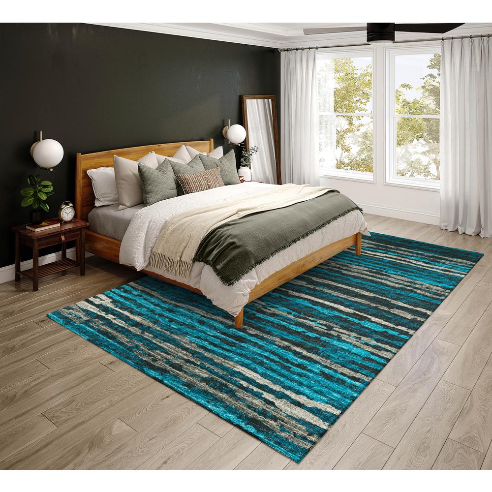 Bravado Peacock Contemporary Stripe 5' x 7'6" Area Rug Peacock ABV34