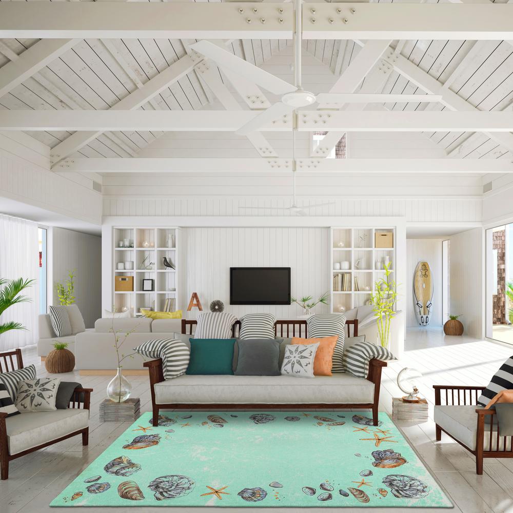 Indoor/Outdoor Surfside ASR39 Green Washable 8' x 10' Rug